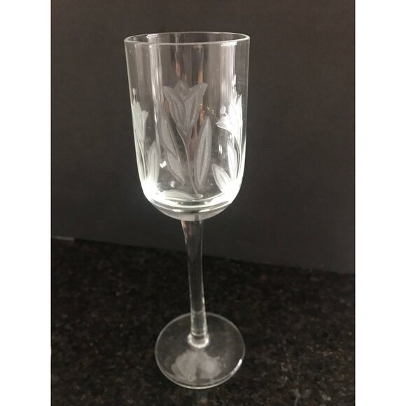 Vintage 1970's Frosted Tulip Decanter Pitcher & 6 Matching Liqueur Long Stemmed - Picture 9 of 10